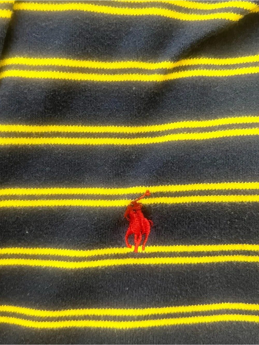 Vintage 90s Polo Ralph Lauren Striped Polo Shirt Mens XL Yellow Navy Preppy